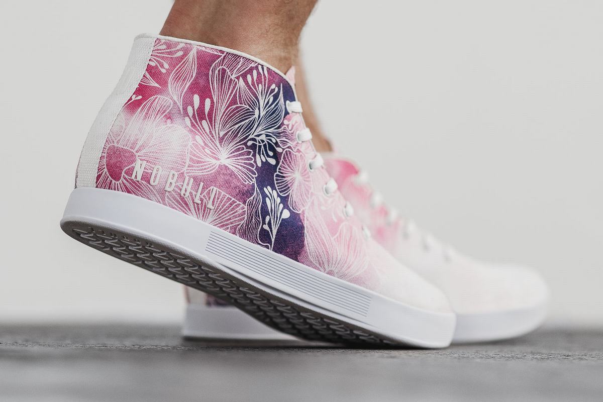 Nobull Canvas Mid Men's Trainers Pink White | Australia (XA3897)